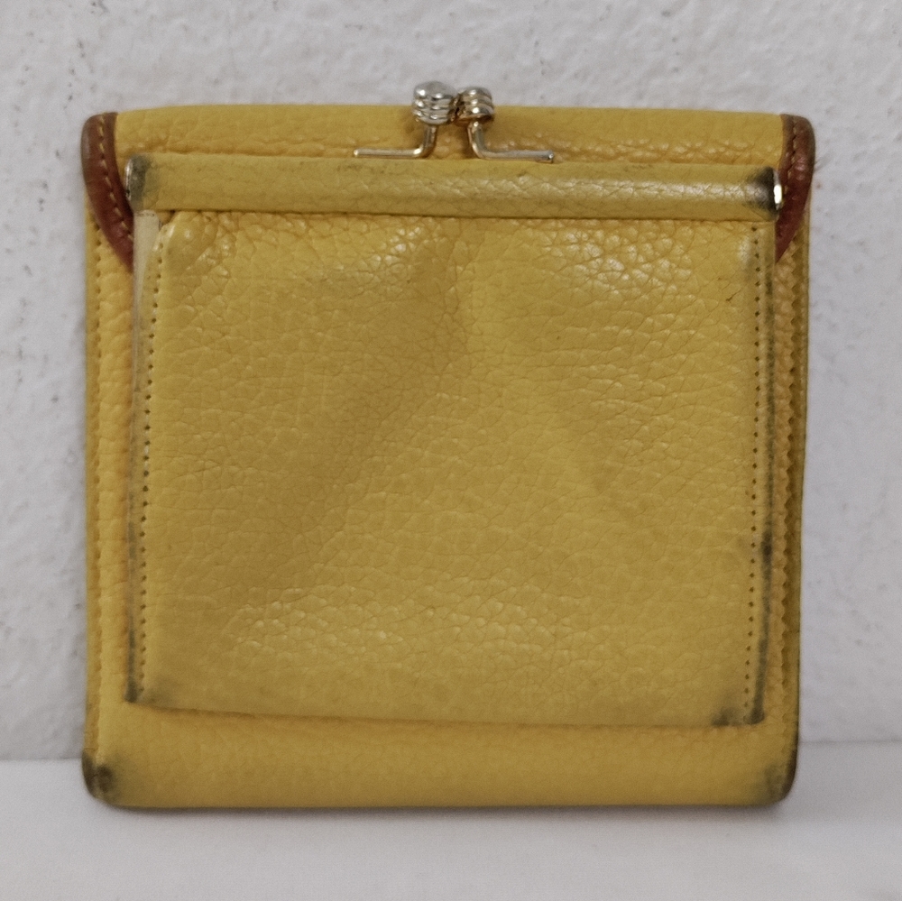 Dooney & Bourke Vintage AWL Mustard & British Tan Trifold Wallet - Picture 2 of 15